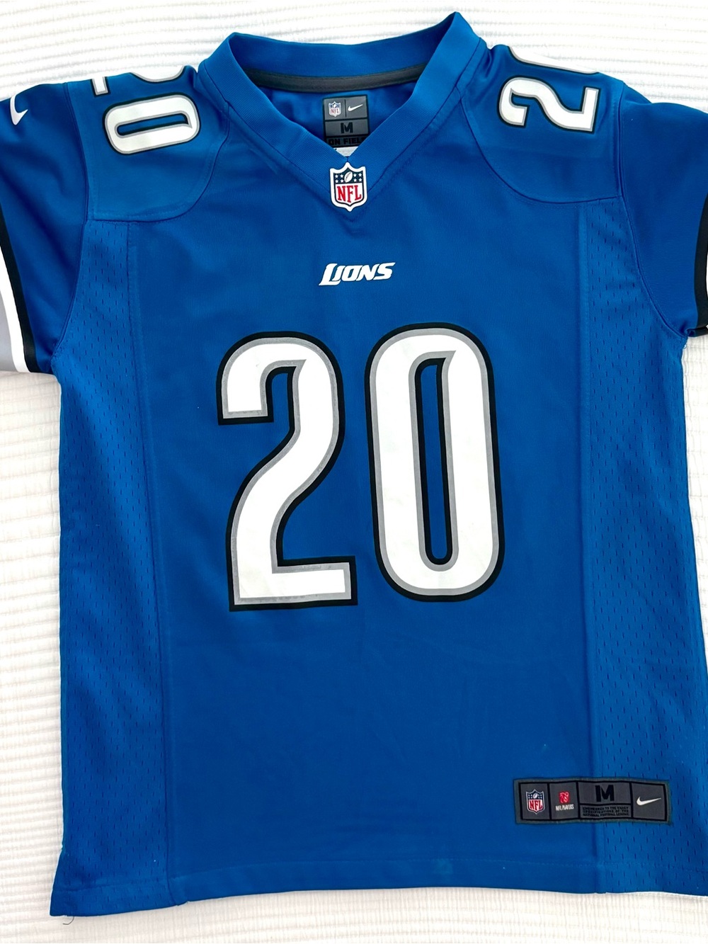 Nike Detroit Lions #20 Sanders Youth Medium Football Jersey - Blue